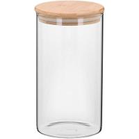 Table Pote 18X10X10Cm 1,2L Borosilicato Transp Com Tampa Bambu - 1