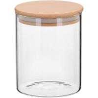 Table Pote 12X10X10Cm 770Ml Borosilicato Transp Com Tampa Bambu - 1