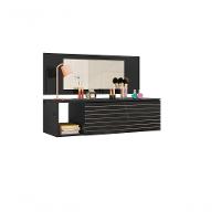 Penteadeira Camarim Suspensa Com Espelho E Gaveta Joy Preto - 3