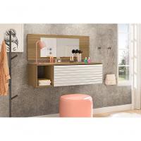 Penteadeira Camarim Suspensa Com Espelho E Gaveta Joy Branco/nature - 1