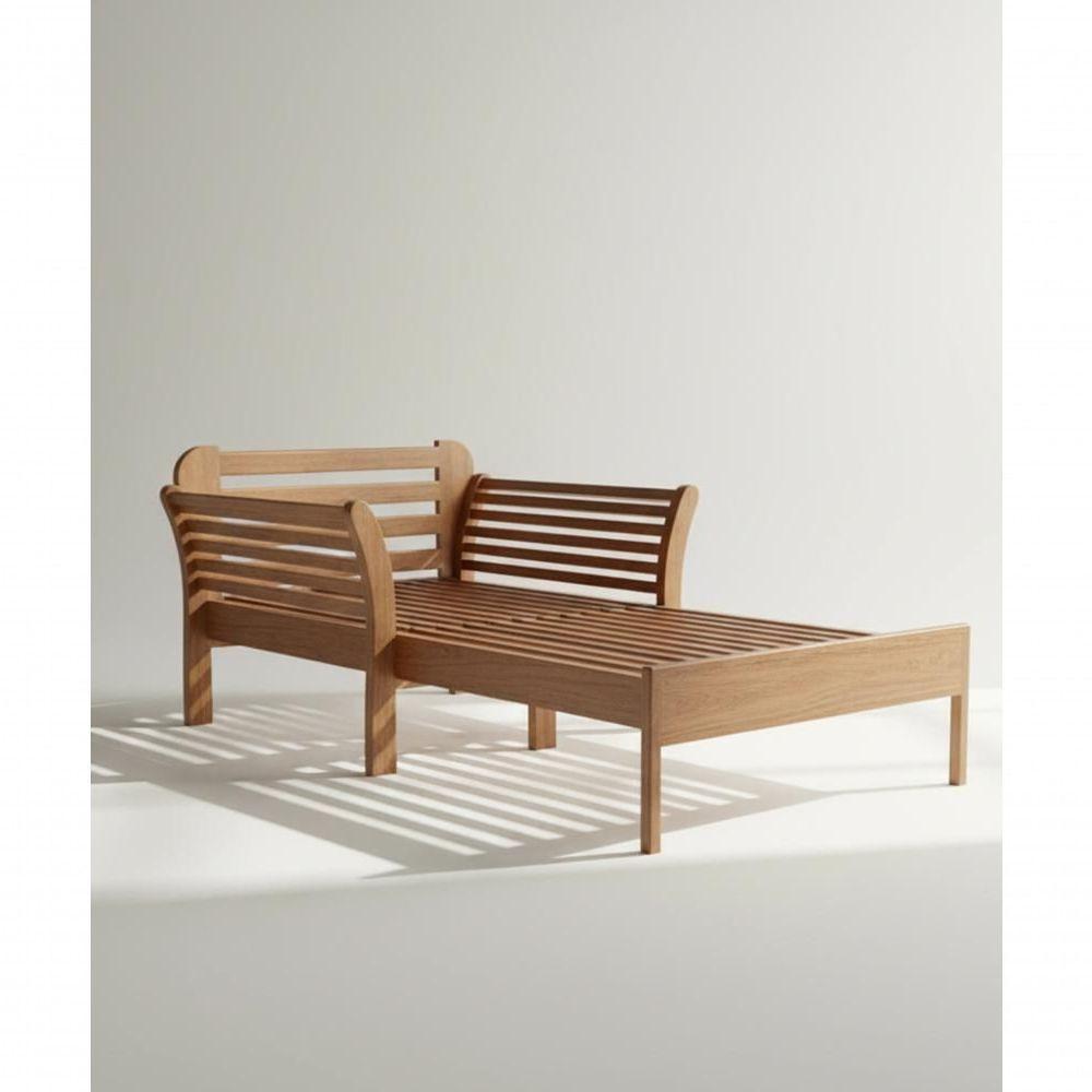 Sofá Cama 1,00 X 1,00-190 Aberta - Madeira Maciça - Móveis De Gramado - Castanho - 2