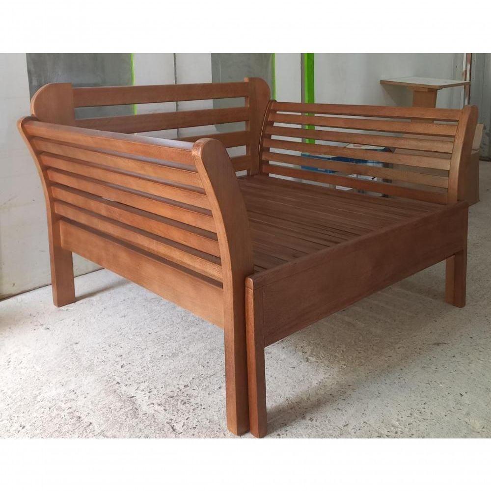 Sofá Cama 1,00 X 1,00-190 Aberta - Madeira Maciça - Móveis De Gramado - Castanho - 5