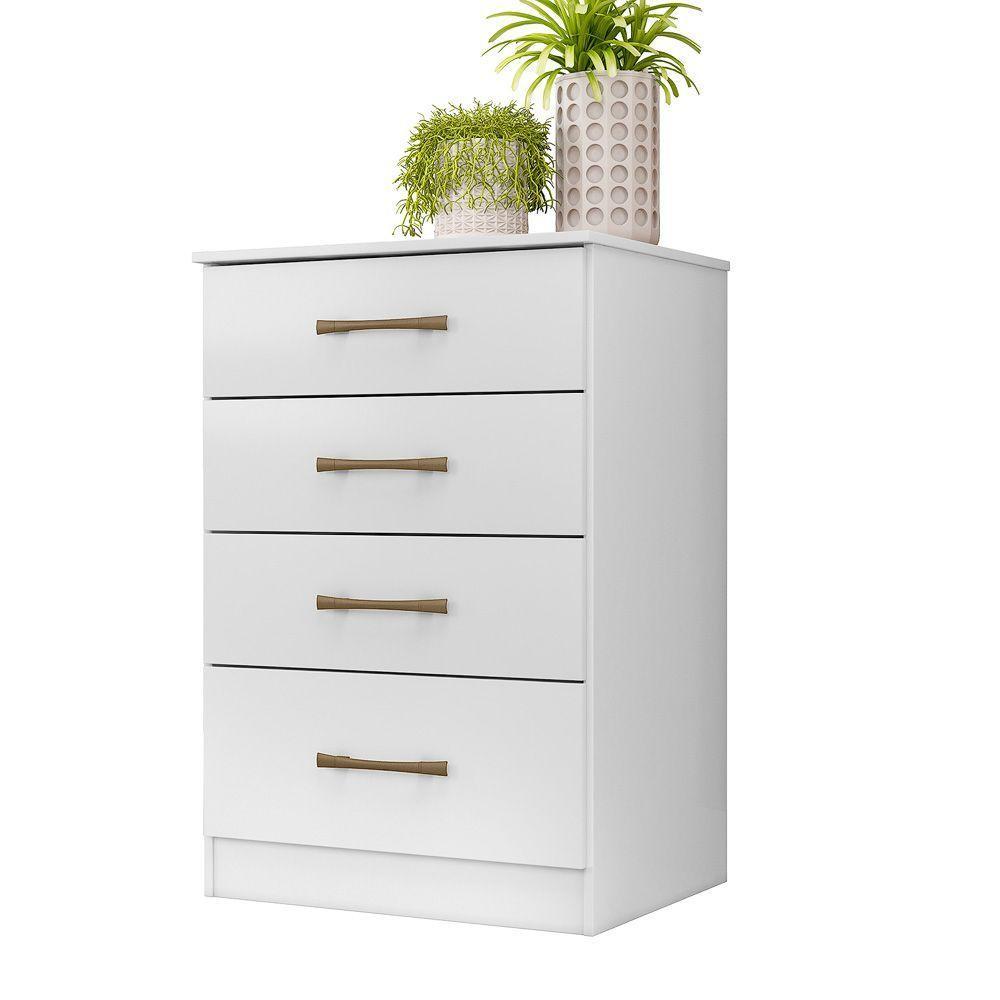 Cômoda Ms913 Organizadora Roupa Para Quarto 4 Gavetas Branco - 2