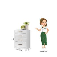 Cômoda Ms913 Organizadora Roupa Para Quarto 4 Gavetas Branco - 3