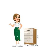 Cômoda Ms913 Organizadora Roupa Para Quarto 4 Gavetas Freijó/offwhite - 3