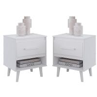 Kit 2 Mesas De Cabeceiras 1 Gaveta E Nicho Lima Branco - 1