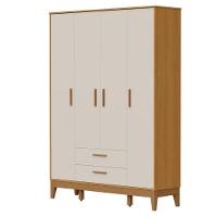 Guarda Roupa Infantil Flip 4 Portas Com Berço Americano Flip Areia Acetinado Savana - Reller - 2