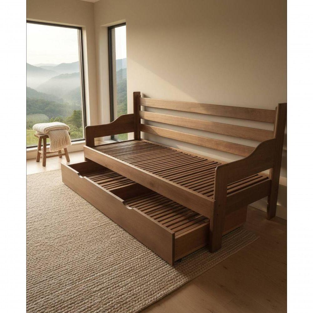 Sofá Cama Tricama 1,90l X 65-1,10p X 80a - Madeira Maciça - Móveis De Gramado - Castanho - 3