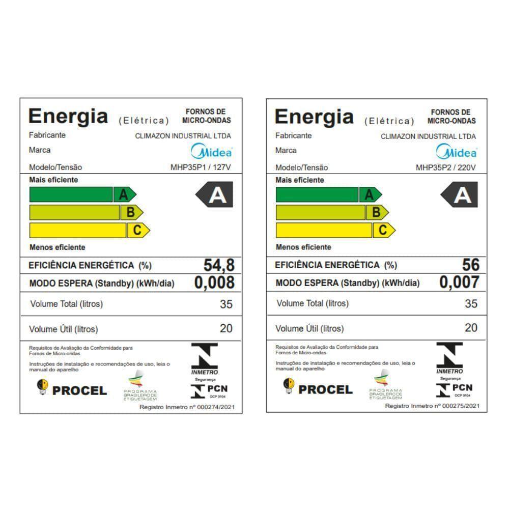 Micro-ondas 35L Preto MasterCook Midea MHP35P1 - 110V - 9