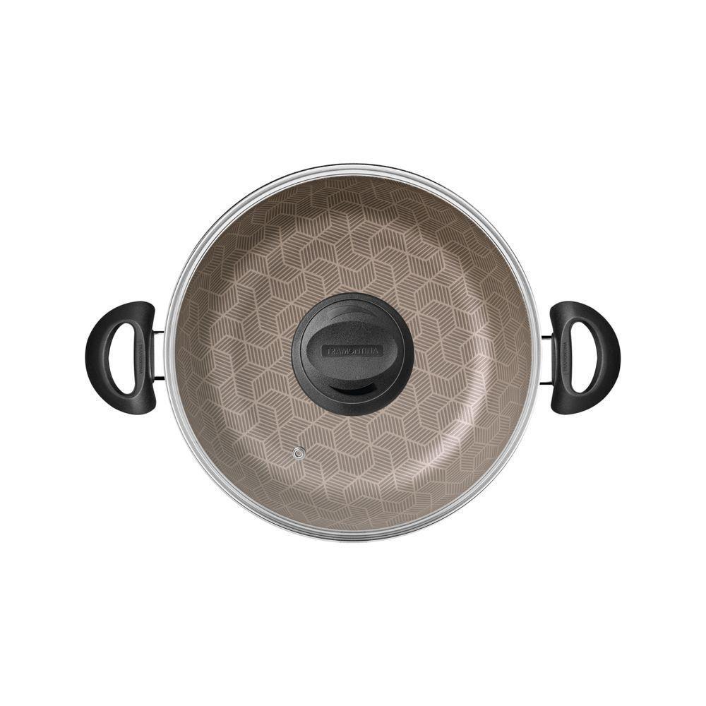 Fritadeira Multiuso Tramontina Paris Em Alumínio Antiaderente Vermelho Com Tampa De Vidro 24 Cm - 3