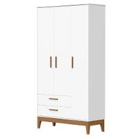 Guarda Roupa Infantil 3 Portas Com Berço Americano Flip Branco Acetinado Com Colchão Gazin - Reller - 2