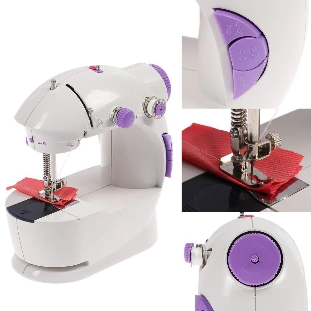 Mini Maquina De Costura Eletrica Bivolt Portatil Reta Com Pedal Kit Bobinas Agulha Domestica - 8