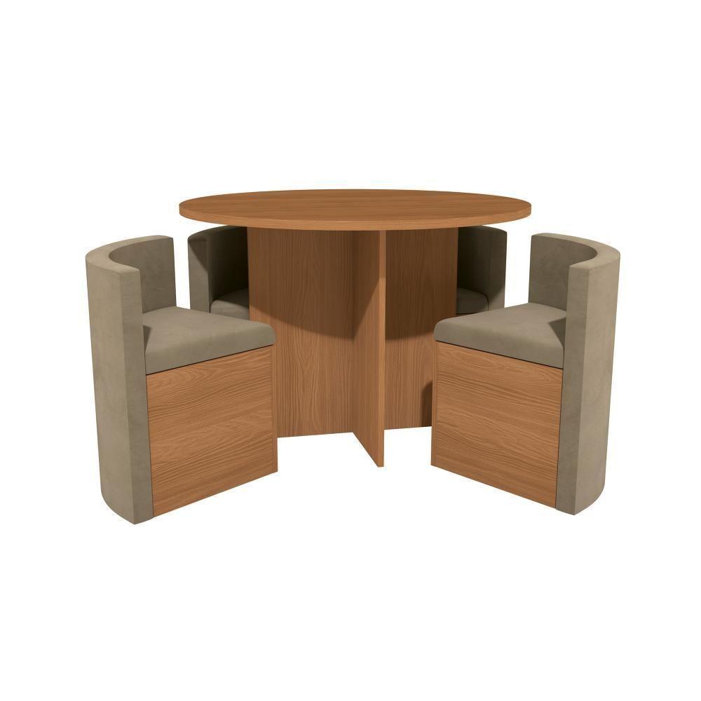 Conjunto Sala De Jantar Nira Kappesberg 4 Cadeiras Veludo Bege - 2