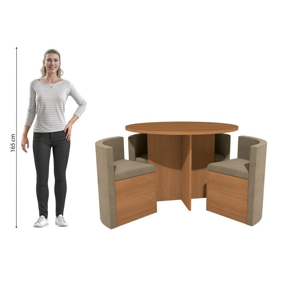 Conjunto Sala De Jantar Nira Kappesberg 4 Cadeiras Veludo Bege - 4