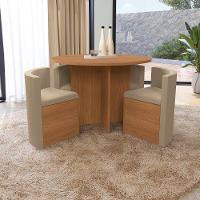 Conjunto Sala De Jantar Nira Kappesberg 4 Cadeiras Veludo Bege - 1