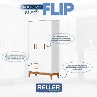 Guarda Roupa Infantil 3 Portas Com Berço Americano Flip Branco Acetinado Com Colchão Ortobom- Reller - 3