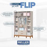 Guarda Roupa Infantil 4 Portas Com Berço Americano Flip Areia Acetinado Com Colchão - Reller - 5