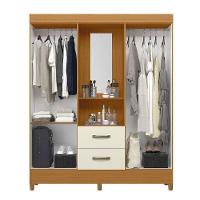 Guarda Roupa Malibu 4 Portas 2 Gavetas Com Espelho Albatroz Cinamomo/off White - Int Bca - 3