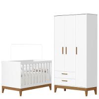 Guarda Roupa Infantil Flip 3 Portas Com Berço Americano Flip Branco Acetinado - Reller - 1