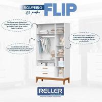 Guarda Roupa Infantil Flip 3 Portas Com Berço Americano Flip Branco Acetinado - Reller - 5