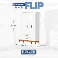 Guarda Roupa Infantil Flip 4 Portas Com Berço Americano Flip Branco Acetinado - Reller