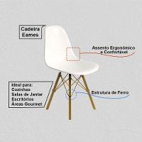 Conjunto 3 Cadeiras Eames Design Moderno Tubo De Ferro Dourado Assento Branco - 5