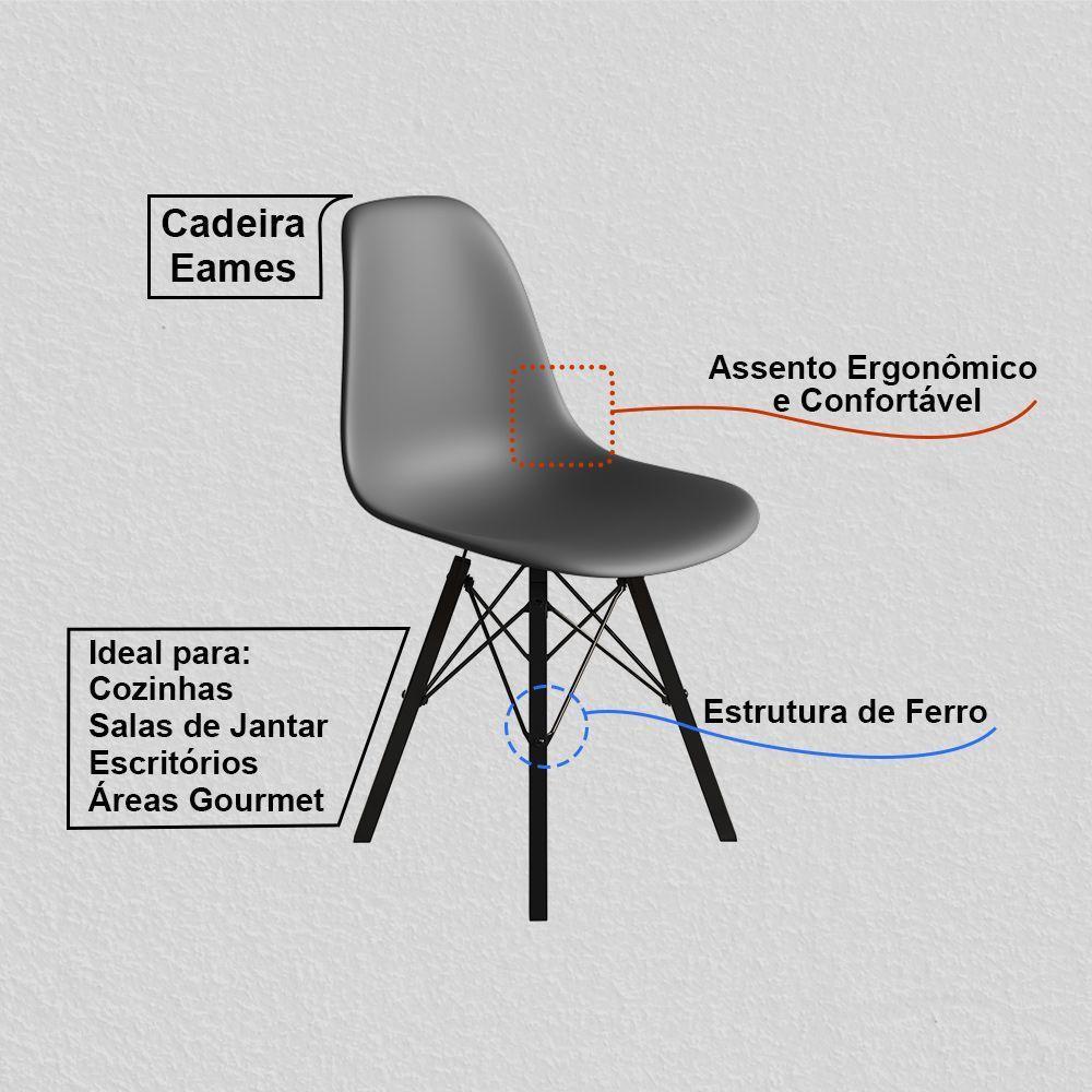 Conjunto 2 Cadeiras Eames Estilo Moderno Em Ferro Preto Com Assento Cinza - 5