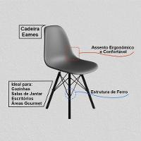 Conjunto 2 Cadeiras Eames Estilo Moderno Em Ferro Preto Com Assento Cinza - 5