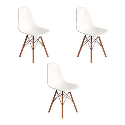 Conjunto 3 Cadeiras Eames Design Moderno Tubo De Ferro Cobre Assento Branco