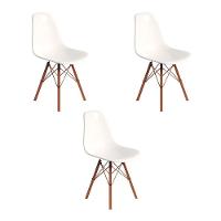 Conjunto 3 Cadeiras Eames Design Moderno Tubo De Ferro Cobre Assento Branco - 1