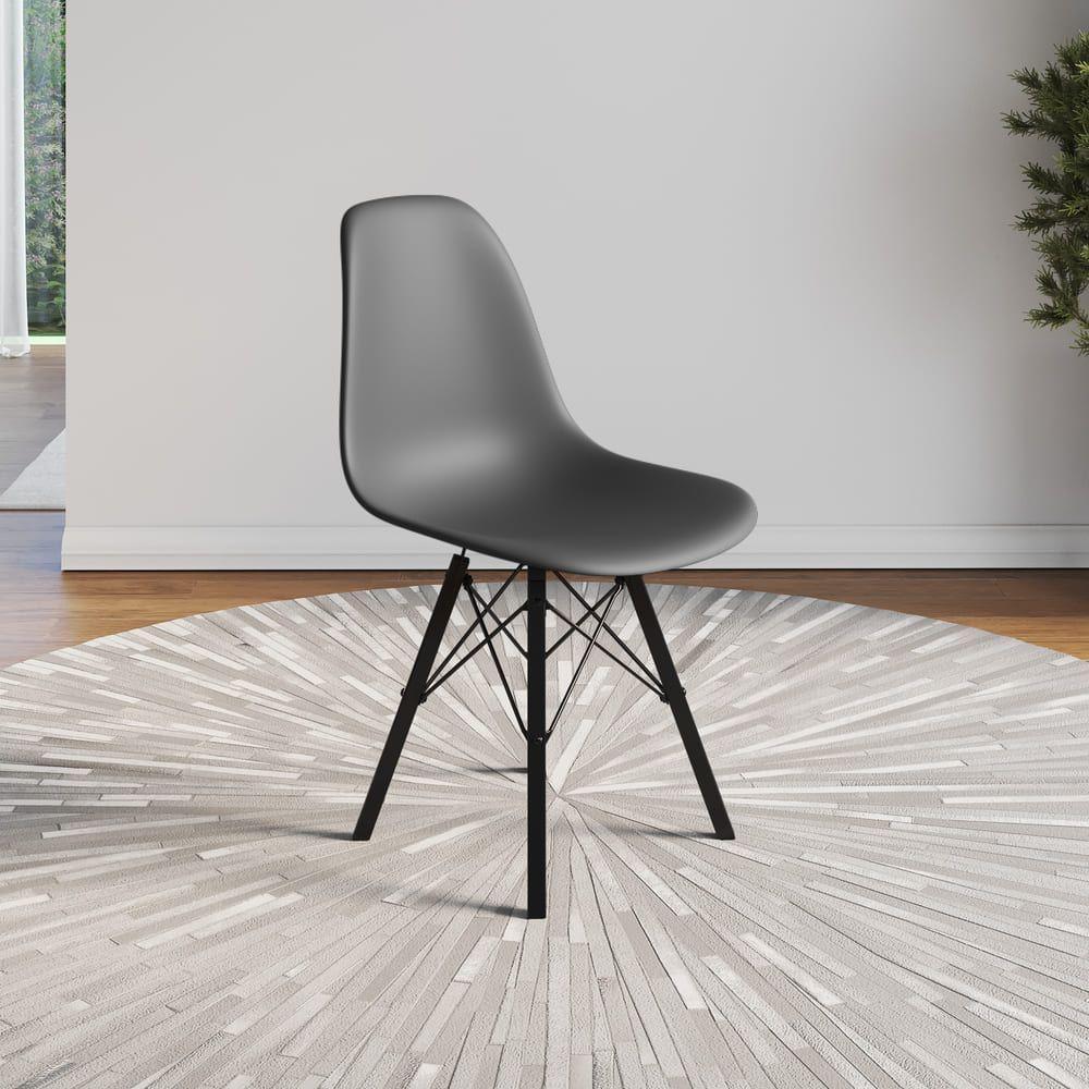Cadeira Eames Estilo Moderno Em Ferro Preto Com Assento Cinza - 1