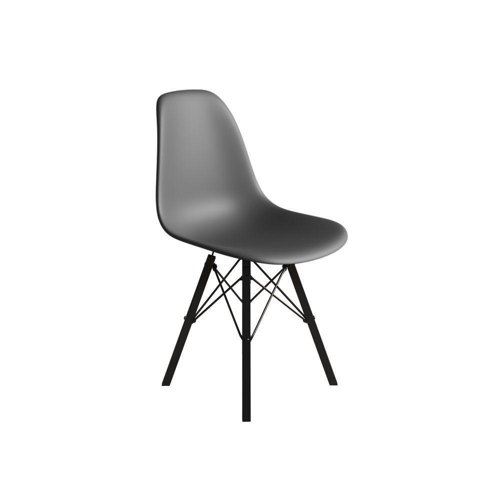 Cadeira Eames Estilo Moderno Em Ferro Preto Com Assento Cinza - 3
