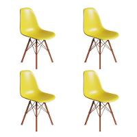 Conjunto 4 Cadeiras Eames Estilo Moderno Em Ferro Cobre Com Assento Amarelo - 1