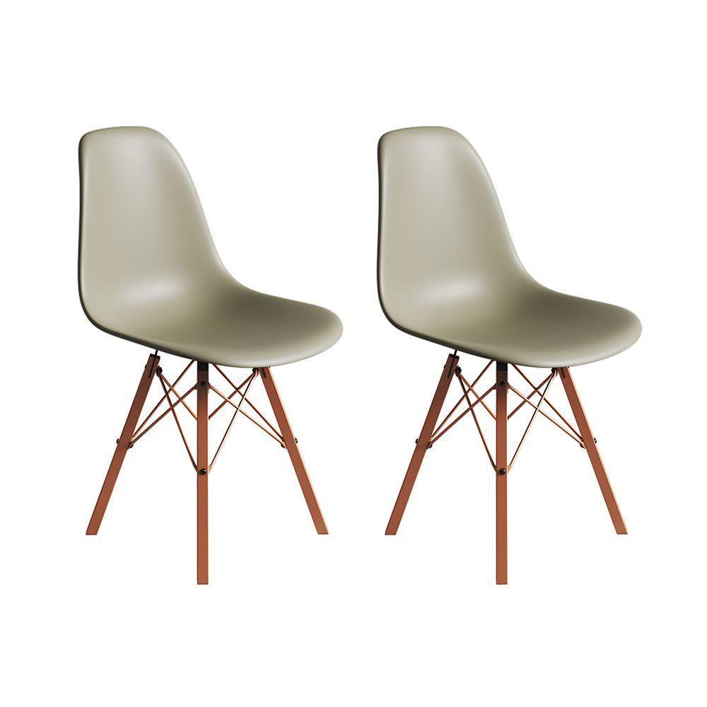 Conjunto 2 Cadeiras Eames Estilo Moderno Em Ferro Cobre Com Assento Fendi - 1