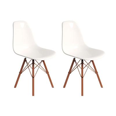 Conjunto 2 Cadeiras Eames Design Moderno Tubo De Ferro Cobre Assento Branco