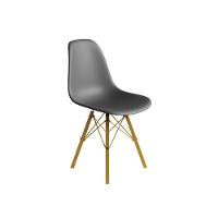 Conjunto 3 Cadeiras Eames Estilo Moderno Em Ferro Dourado Com Assento Cinza - 3