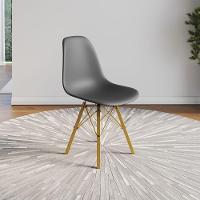 Conjunto 3 Cadeiras Eames Estilo Moderno Em Ferro Dourado Com Assento Cinza