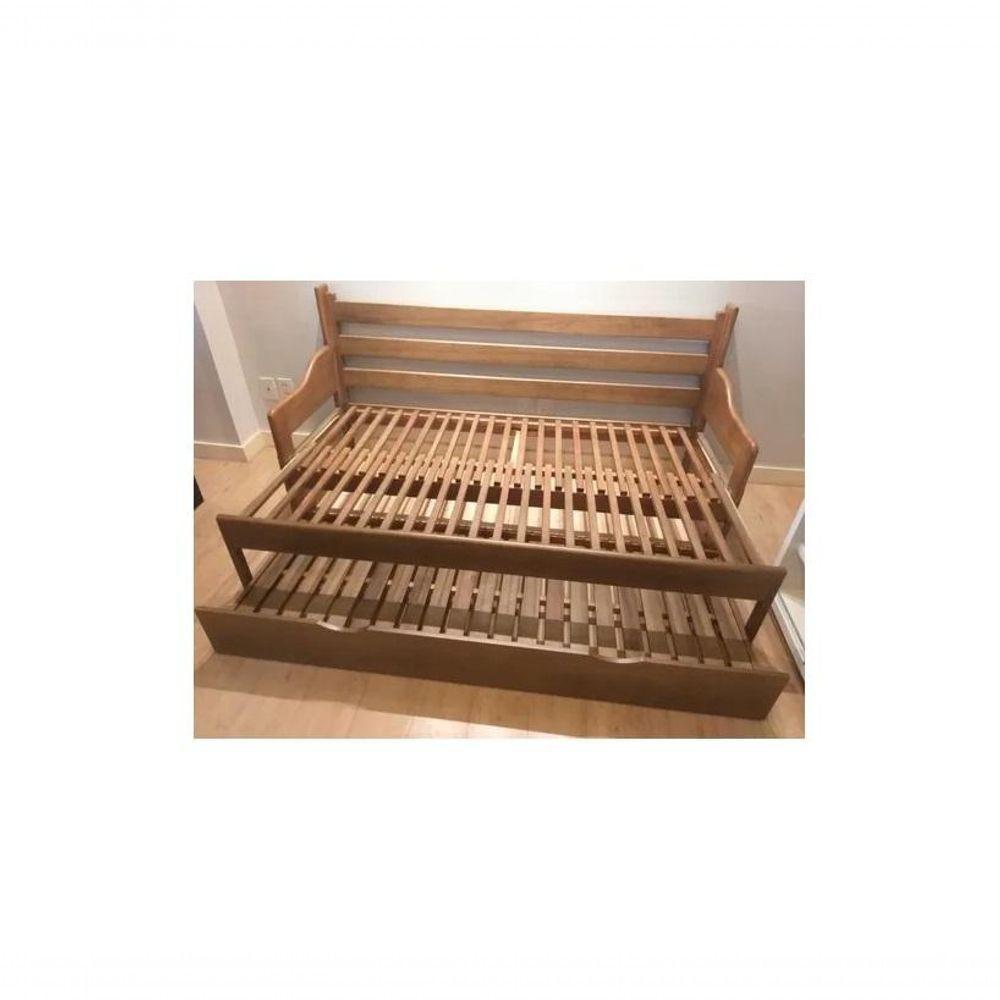 Sofá Cama Tricama 1,90l X 80-1,40p X 80a - Madeira Maciça - Móveis De Gramado - Castanho - 2