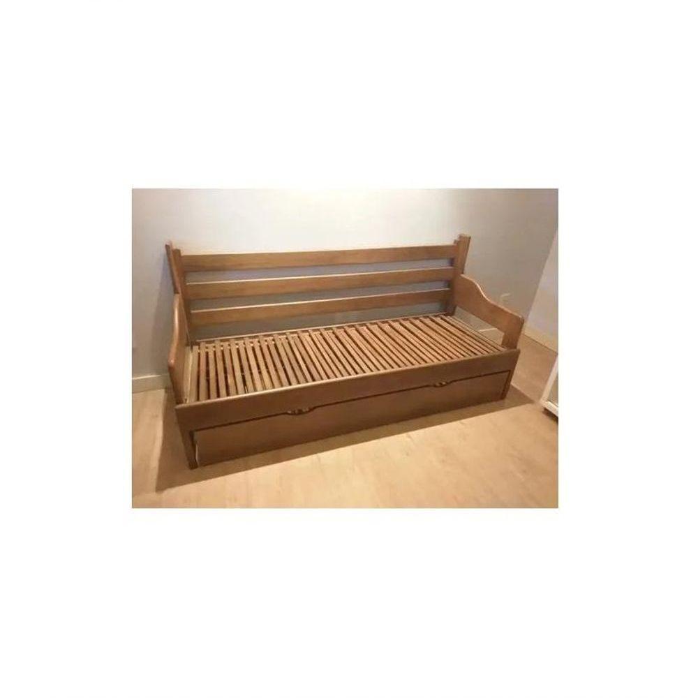 Sofá Cama Tricama 1,90l X 80-1,40p X 80a - Madeira Maciça - Móveis De Gramado - Castanho - 4