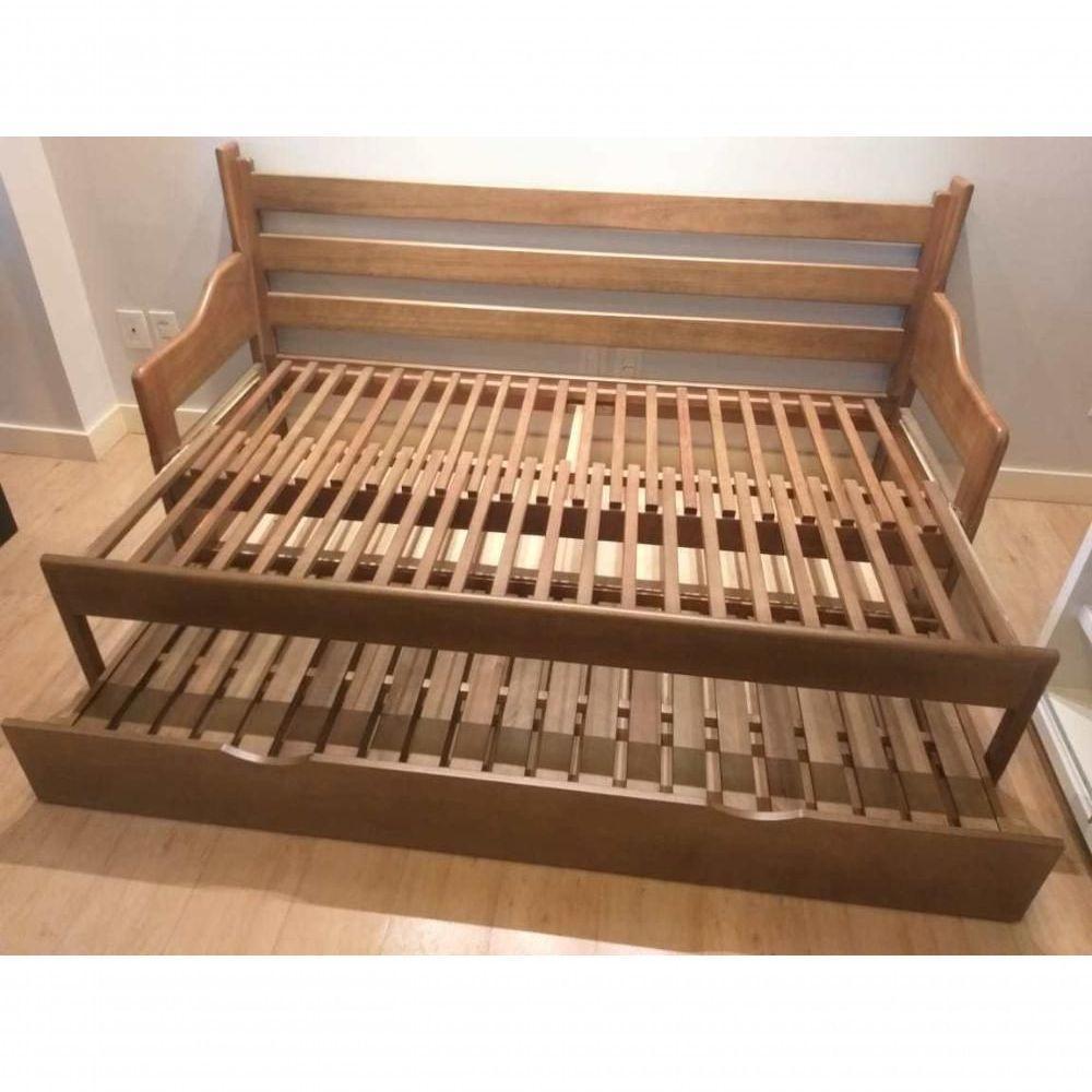 Sofá Cama Tricama 1,90l X 1,00p-1,90aberto X 80a - Madeira Maciça - Móveis De Gramado - Castanho - 3