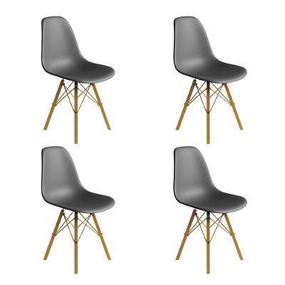 Conjunto 4 Cadeiras Eames Estilo Moderno Em Ferro Dourado Com Assento Cinza