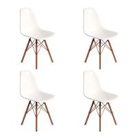 Conjunto 4 Cadeiras Eames Design Moderno Tubo De Ferro Cobre Assento Branco - 1