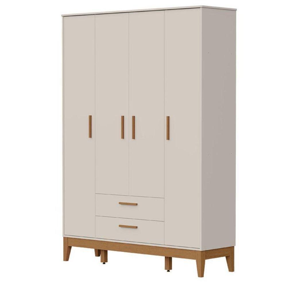 Guarda Roupa Infantil Flip 4 Portas Com Berço Americano Flip Areia Acetinado - Reller - 7