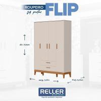Guarda Roupa Infantil Flip 4 Portas Com Berço Americano Flip Areia Acetinado - Reller - 8