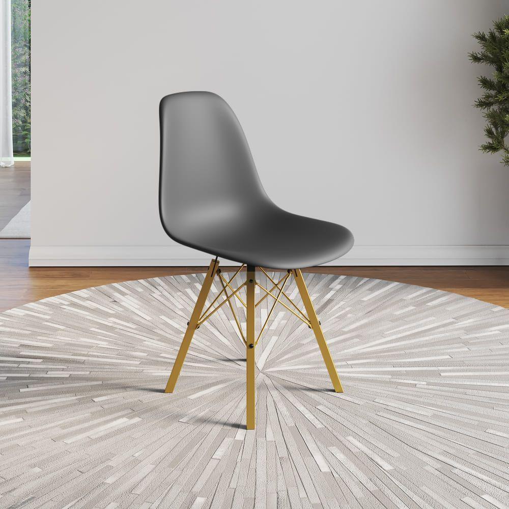 Cadeira Eames Estilo Moderno Em Ferro Dourado Com Assento Cinza - 1