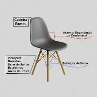 Cadeira Eames Estilo Moderno Em Ferro Dourado Com Assento Cinza - 2