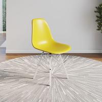 Cadeira Eames Estilo Moderno Em Ferro Branco Com Assento Amarelo - 1