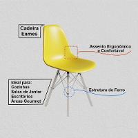 Cadeira Eames Estilo Moderno Em Ferro Branco Com Assento Amarelo - 2