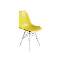Cadeira Eames Estilo Moderno Em Ferro Branco Com Assento Amarelo - 3