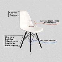Conjunto 2 Cadeiras Eames Design Moderno Tubo De Ferro Preto Assento Branco - 3
